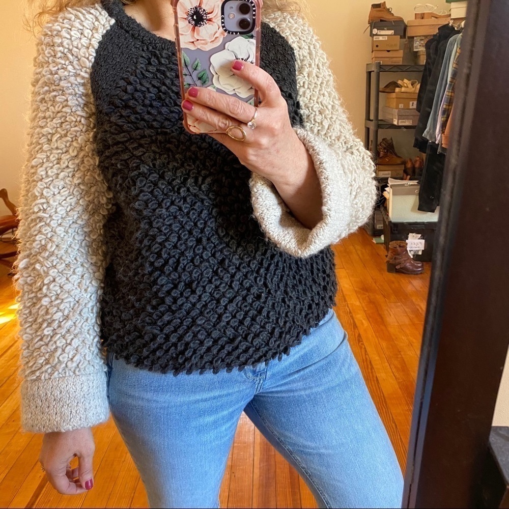 Iro Colorblock Ecru And Charcoal Gray Sweater - image 3